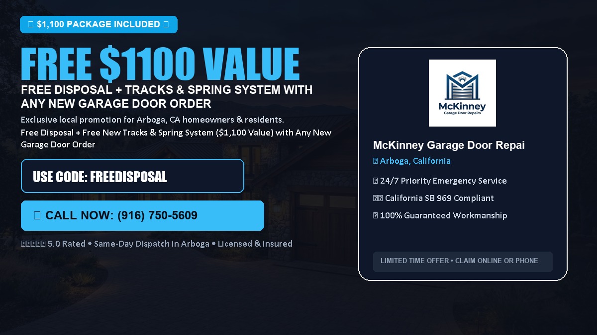 Free Disposal + Free New Tracks & Spring System with Any New Garage Door Order ($1100 Value) in Arboga, CA